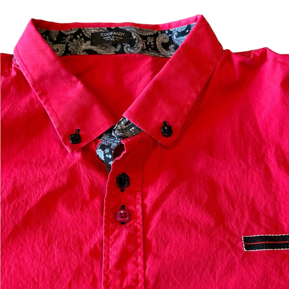 Coofandy Mens XL Red Long Sleeve Button Down Shirt